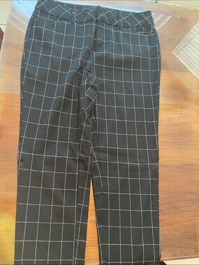 Faded Glory Black Pants with White Windowpane Grid